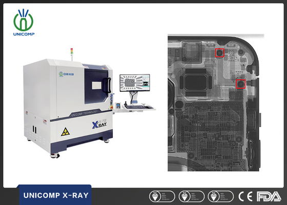 Máquina de raios-X de tubo de tamanho de ponto de foco de 90KV Micron Modelo AX7900 atualizado da Unicomp com computadores duplos para verificar a qualidade do celular